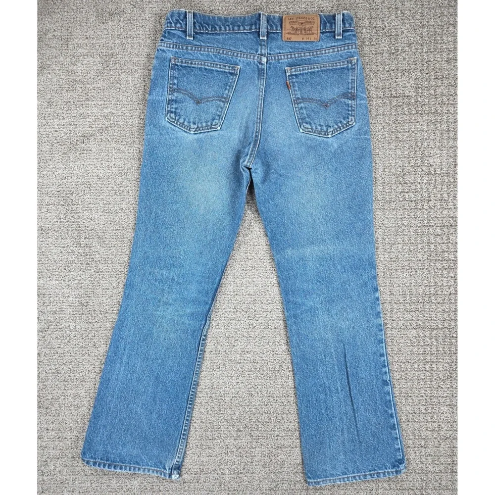 Vintage 90s Levis 517 Orange Tab Bootcut Jeans Mens 34x30 Blue‎ Denim USA Faded